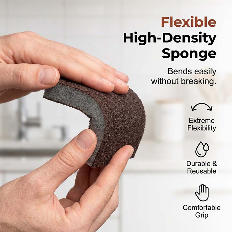 🍳Emery Sponge Scrubber – Removes burnt grease & rust instantly. Flexible & durable, ergonomic handle. A heavy-duty cleaning essential. 🍳✨ - Image 6