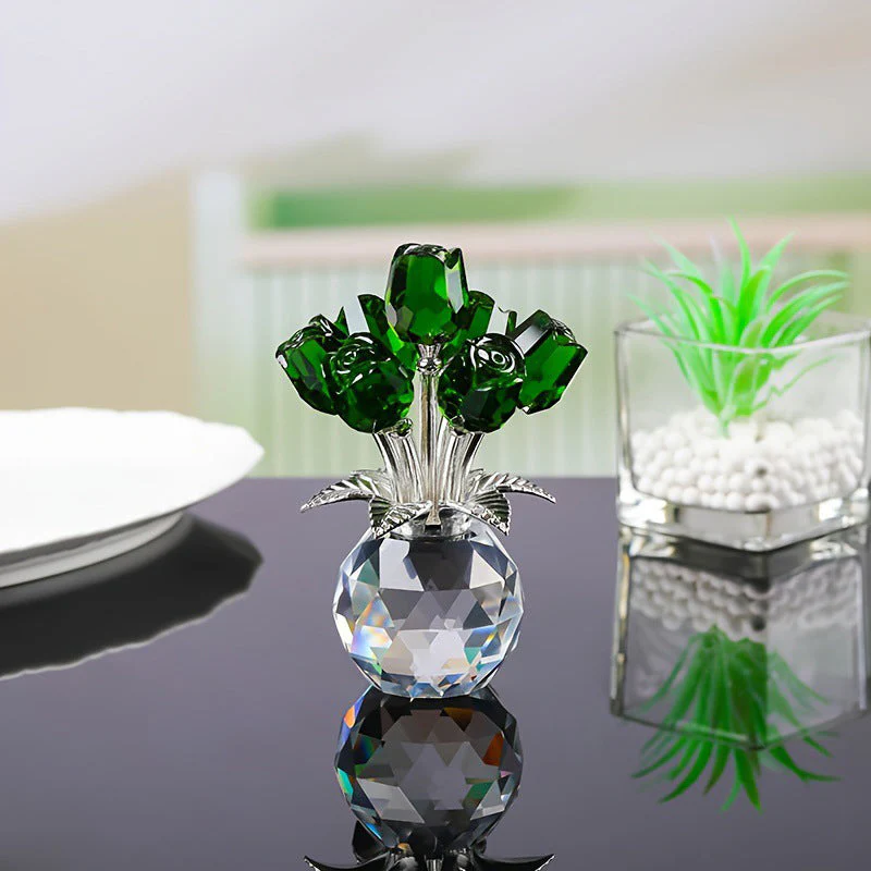 Everlasting Crystal Rose Flower Figurine in Vase - Image 11