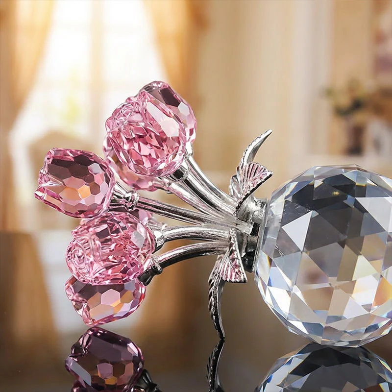Everlasting Crystal Rose Flower Figurine in Vase - Image 6