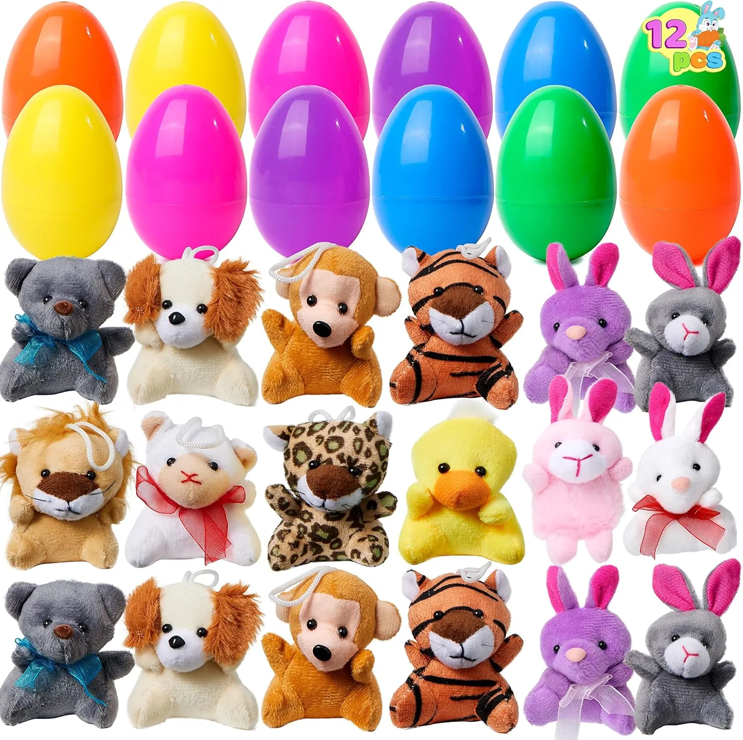 12/24/36 Pcs Prefilled Easter Eggs, Filled with Plush Animal Toys - Image 9